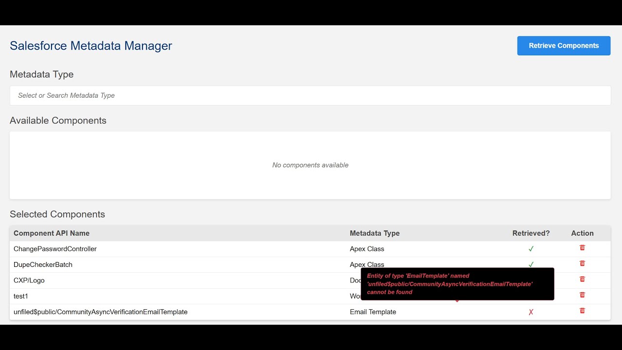 Salesforce Metadata Manager Interface