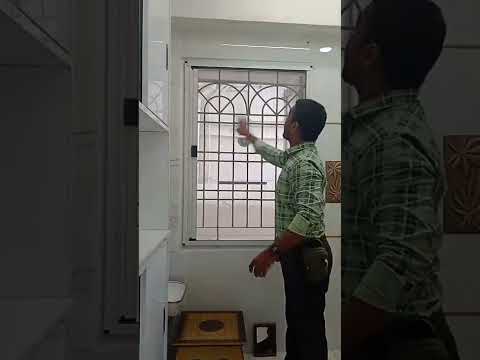 Mosquito pleated sliding single window white frame grey mosquito net.