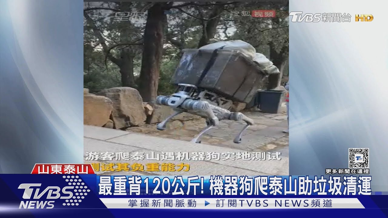 登泰山新選擇！機器狗背垃圾　男大生陪爬賺零用錢