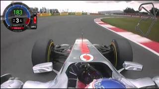 preview picture of video 'Formula 1 - Jenson Button's (McLaren) Onboard Lap in Silverstone (2011) (1.31.898') (Q3)'