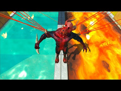 FALLING INTO LAVA OR WATER | Animal Revolt Battle Simulator