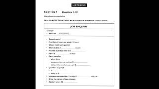 Job Inquiry | IELTS LISTENING TEST | SECTION-1