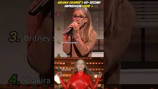 Ariana impersonates 5 famous singers in just one minute!  🎤🎶#arianagrande #singer #rihanna #funny