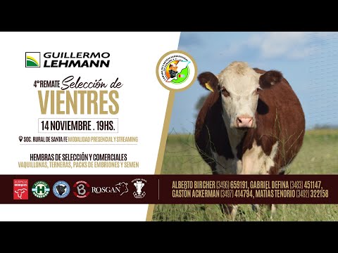 4to REMATE SELECCIÓN DE VIENTRES ~ Cámara de Cabañas Santafesinas