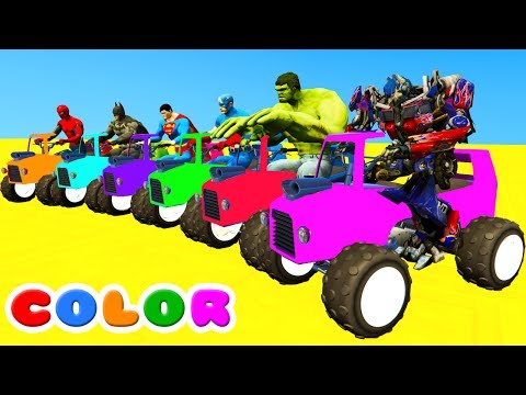 LEARN COLORS ATV /w Fun Spiderman Animation for babies w Cars Superheroes for Kids!