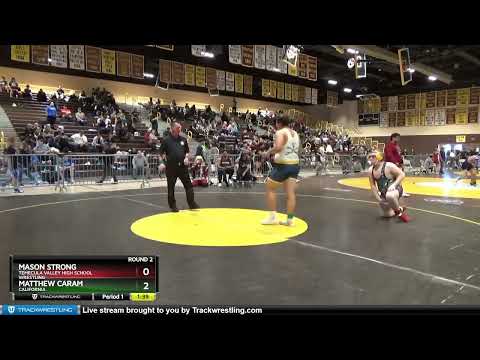 285 Lbs Round 2 - Mason Strong, Temecula Valley High School Wrestling Vs Matthew Caram, California