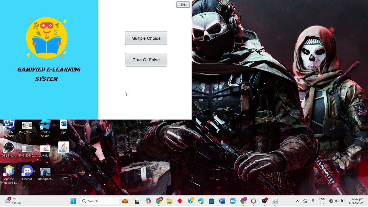 Gamified E Learning System  https://github.com/E-learning15/Gamified-E-Learning.git