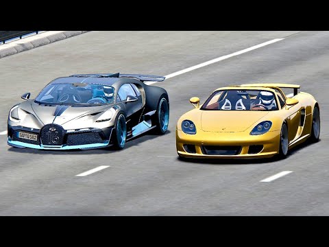 Bugatti Divo vs Porsche Carrera GT - Drag Race