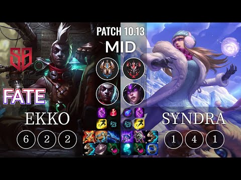 SB FATE Ekko vs Syndra Mid - KR Patch 10.13