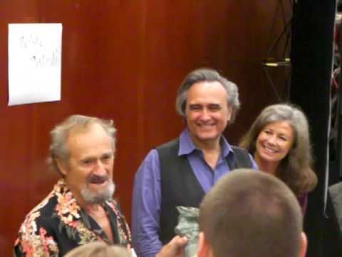 Horrorhound Weekend August 2008 Indianapolis Joe Dante presents award to Dick Miller
