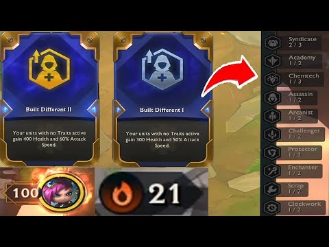 Built Different No Traits active Top 1 100HP 21 win streak | TFT Set 6