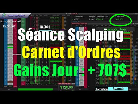 Seance Scalping Carnet d ordres Nasdaq  - Gains du Jour + 707$