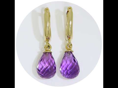 Cercei cu Tortite Articulate Aur 14 k Ametist Natural Briolete