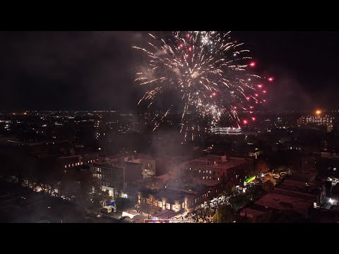 Thousands dance in the streets in Crown Heights, Brooklyn at Simchas Beis Hashoeva