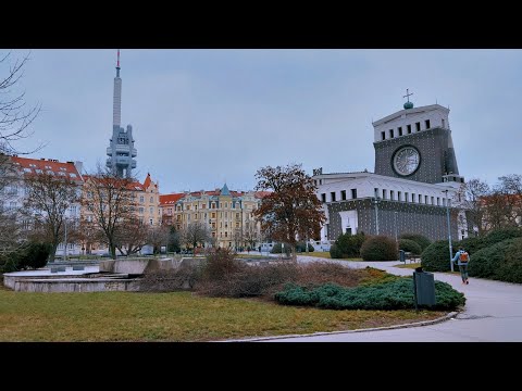 DIFFERENT PRAGUE - Walking in Vinohrady Quarter - Winter Walk Czech Republic 4k HDR ASMR