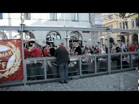 Kalmar FF fansen sjunger Röda Dagar på Larmtorget derbydagen mot Öster