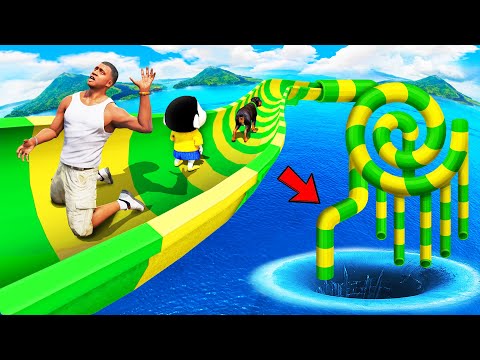 SHINCHAN AND FRANKLIN FOUND AN INSANE SPIRAL WATER SLIDE IN GTA 5