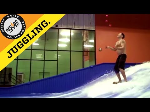 Juggling Five Balls on a FlowRider (World Record!) | RecordSetter.com