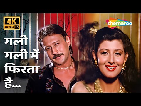 Gali Gali Mein Phirta Hai [4K Song] | Alka Yagnik | Tridev | Jackie Shroff, Sangeeta | Superhit Song