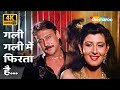 Gali Gali Mein Phirta Hai 4K Song Alka Yagnik Tridev Jackie Shroff Sangeeta Superhit Song