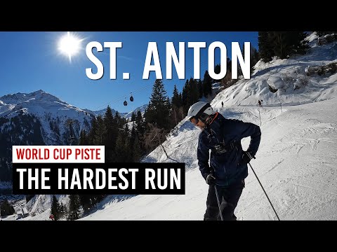 Skiing Word Cup black piste 42 Kandahar-Kapall and 34 Fang in St Anton am Arlberg (UltraHD 4K)