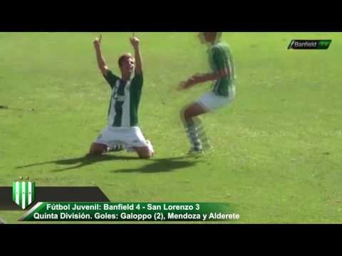 Fútbol Juvenil: Banfield 4 - San Lorenzo 3.  Quinta División. Goles: Galoppo (2), Mendoza y Alderete