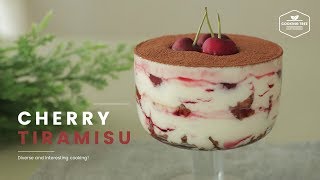 노오븐&노젤라틴!🍒 체리 티라미수 만들기 : No-Bake & No-Gelatin Cherry Tiramisu Recipe-Cooking tree 쿠킹트리*Cooking ASMR