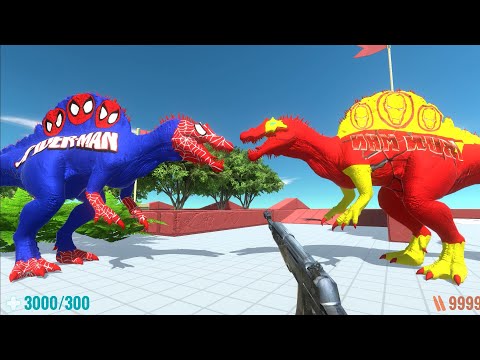 FPS ESCAPE from SPIDERMAN SPINOSAURUS DEATH RUN - Animal Revolt Battle Simulator