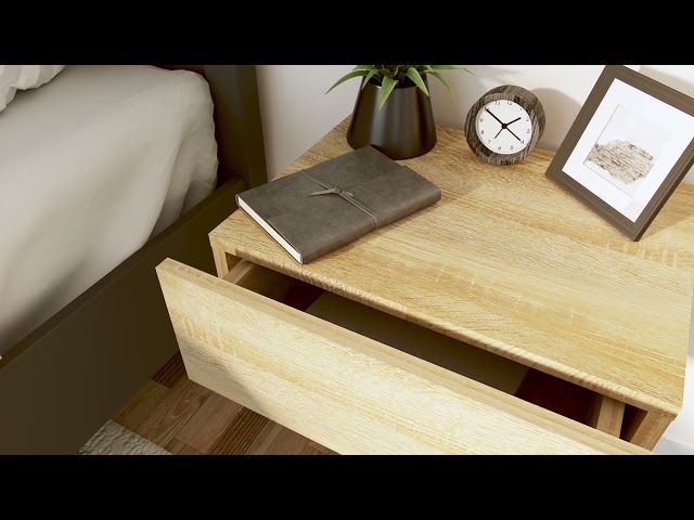 Video teaser per 800313 vidaXL Floating Nightstands 2 pcs Sonoma Oak 40x30x15 cm Engineered Wood
