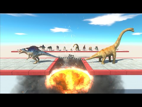 Competition of carnivorous and herbivorous dinosaurs in tug of war - Animal Revolt Battle Simulator