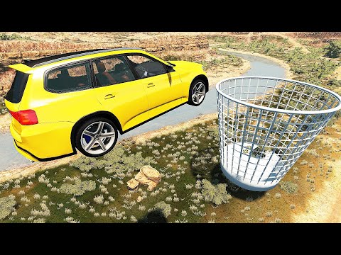 Crazy Jumping Cars Into Giant Trash Can - BeamNG Drive | Foolish Driver