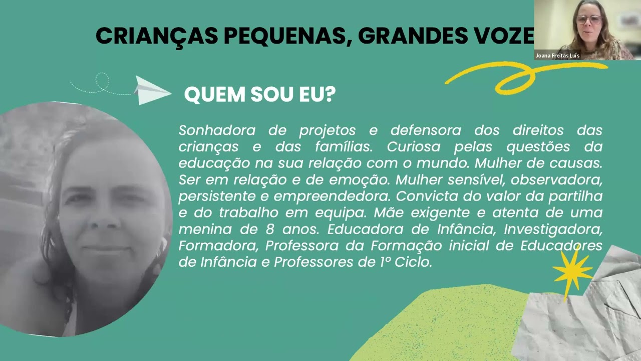 Webinar "Crianças Pequenas, Grandes Vozes", Participação na Educação Pré-Escolar e 1.º Ciclo