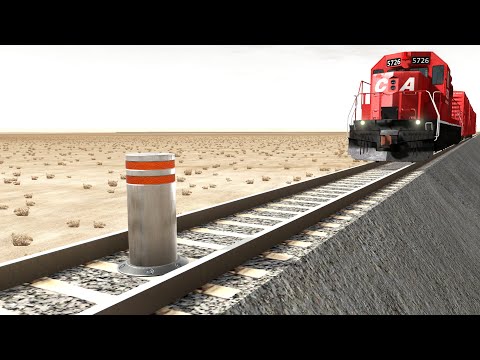 Trains vs Bollards – BeamNG.Drive