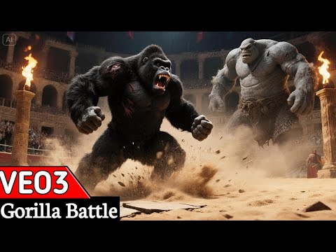 VEO 3 King Kong vs Ogre | Arena Battle 