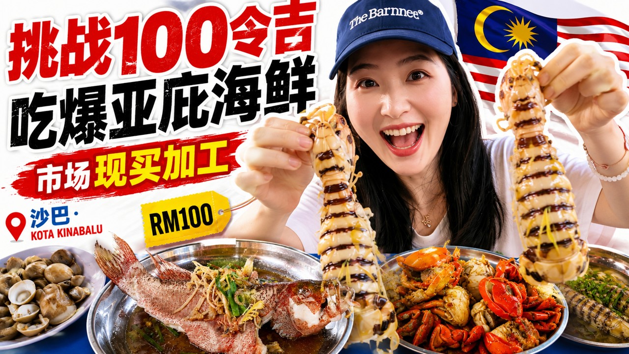 【马来西亚】😱亚庇海鲜竟然这么便宜？挑战RM100吃爆沙巴海鲜市场！大青蟹、斑鱼、皮皮虾全都有，超新鲜好吃！市场全部海鲜价格实拍+华人餐厅加工全记录！海鲜自由 | KK Fish Market ！