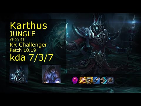 Karthus vs Sylas Jungle - KR Challenger 7/3/7 Patch 10.19 Gameplay // [롤] 카서스 vs 사일러스 정글
