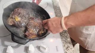 Ribeye Steaks in a Cast Iron Skillet