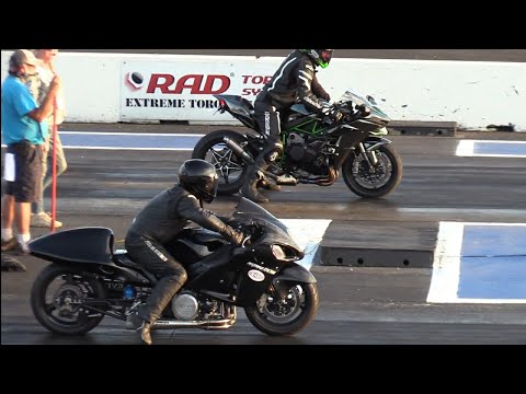 Nitro Hayabusa vs H2 Ninja and GSXR-Motorbikes drag racing