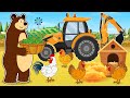 Working On The Farm Tractor Backhoe Loader Care And Feeding Of Chickens Vehicles Farm Animated