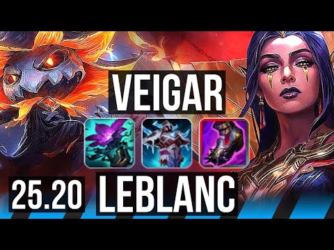 VEIGAR vs LEBLANC (MID) | 10/1/9, Godlike | EUW Master | 25.20