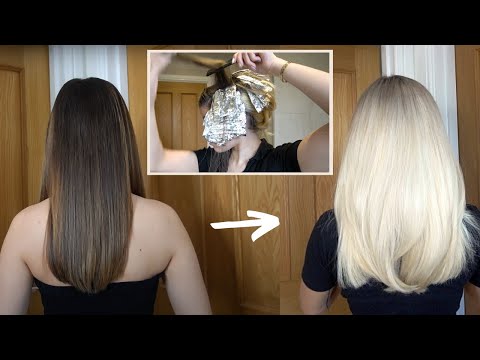 BLEACHING MY HAIR BROWN TO BLONDE at home EXTREME transformation