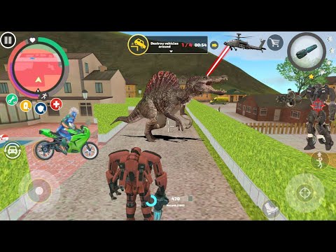 Rope Hero: Vice Town (Transformer Ball Fight Dinosaur) Mission - Diana House - Android Gameplay HD