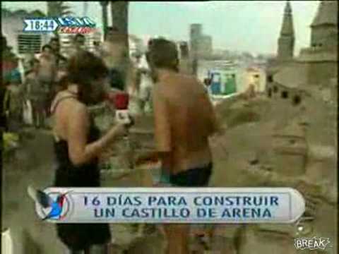 Reportera destroza castillo de arena