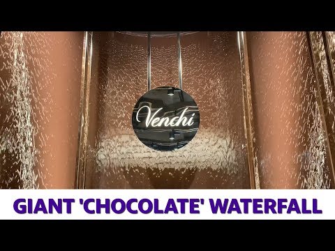Giant chocolate waterfall flows at Venchi in NYC