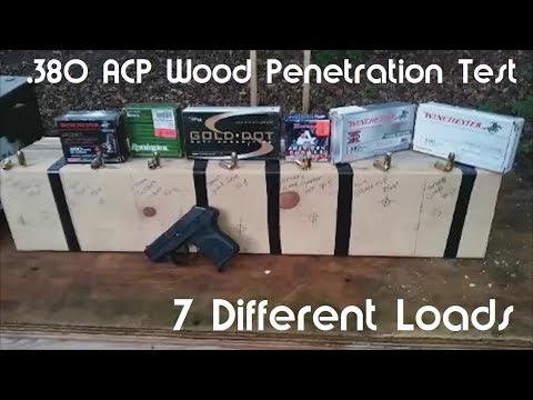 .380 ACP Wood Penetration Test - 7 Different Loads