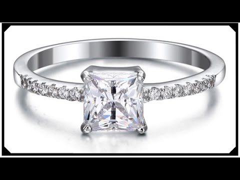 10K White gold Layer Ring 1.35Ct Princess Synthetic Lab Grown Diamond Silver 925