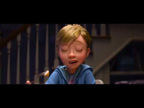 Trailer close-up: Anxiety leans into frame; a thin, high violin tone slices through the mix