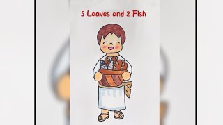 How to Draw Five Loaves Two Fish/五饼二鱼#Bible Story Drawing#Sunday School Art