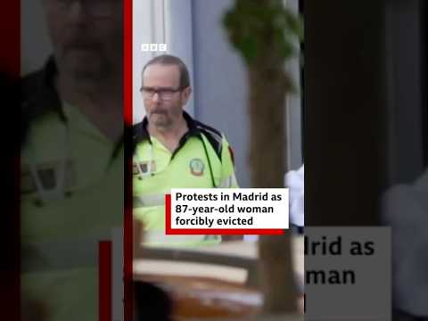 Protests in Madrid as 87-year-old woman forcibly evicted. #Madrid #Protests #BBCNews