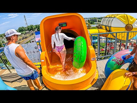 Waterslides at AquaCinema Waterpark, Hungary